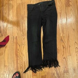WOMENS FLYING MONKEY Black Jeans with Fringe Hem, 28